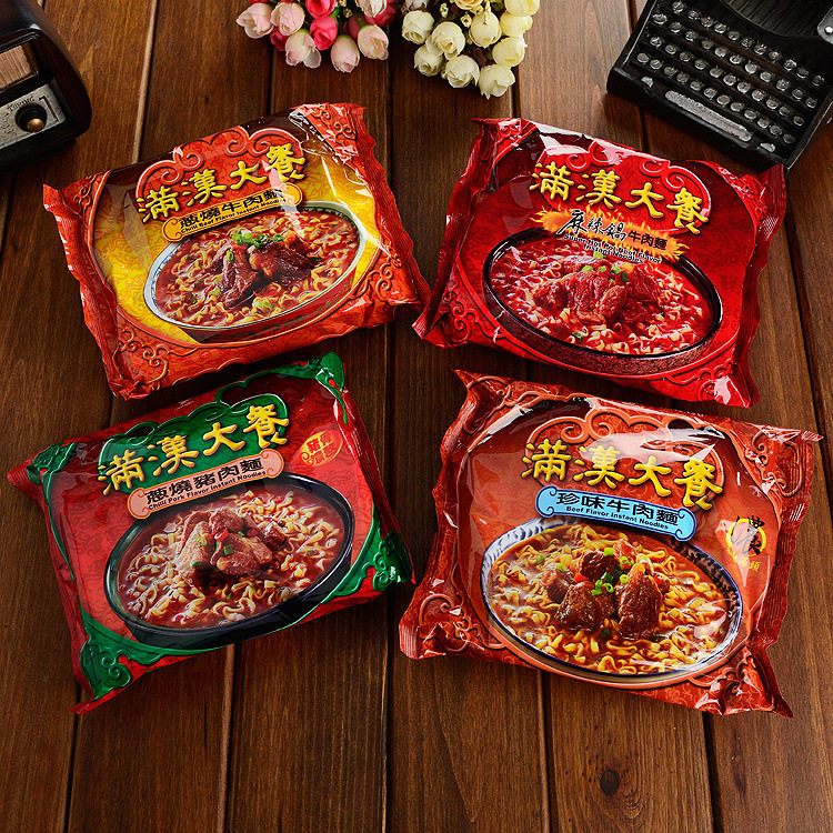台湾统一满汉大餐满汉全席进口牛肉面方便面泡面袋装整箱12包速食