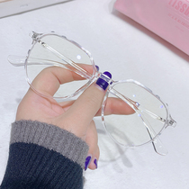 Transparent glasses frame female face small can be equipped with myopia eye frame flat light Net red with large round face male tide