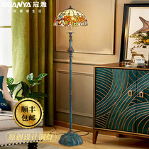 High-end floor lamp American full copper retro upright lamp pure copper living room atmospheric book room Villa Decorative style floor lamp