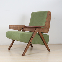 Nordic single sofa Italian minimalist light luxury designer living room balcony high back solid wood leisure chair