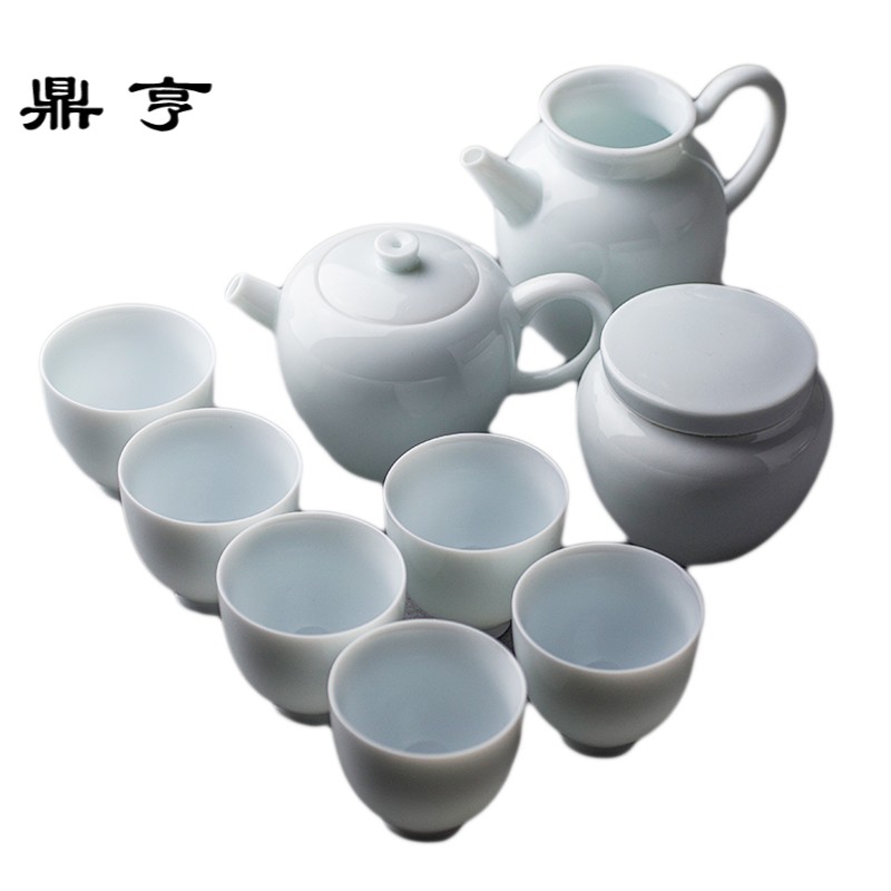 Ding heng missile city green white porcelain tureen tea set gift household celadon glass teapot teacup of a complete set of kung fu