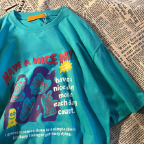 American retro national tide original designer couple tops fun pattern wild short-sleeved T-shirts men and women 2021 spring