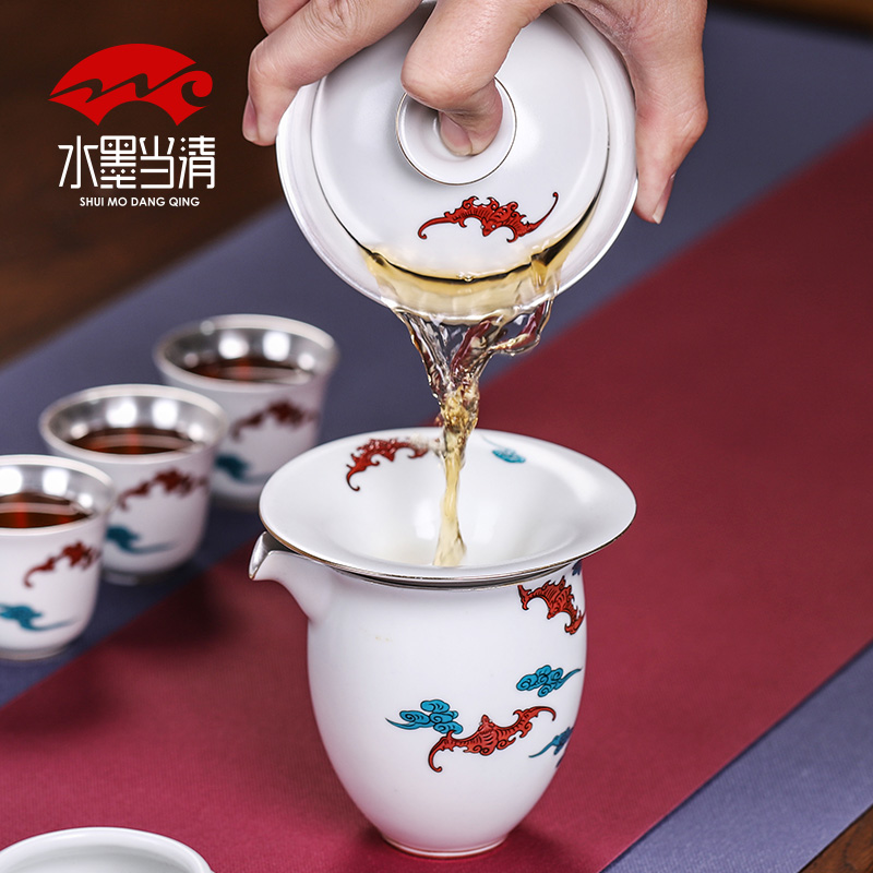 Jingdezhen tasted silver kung fu tea set pack of a complete set of silver gilding contracted and I home sitting room your up ceramic tureen tea cups