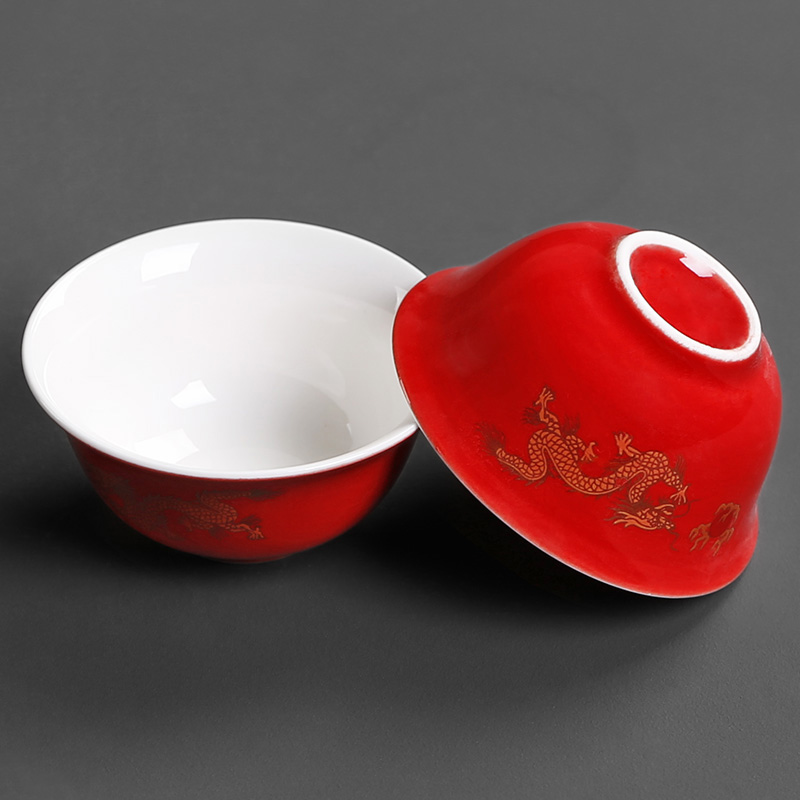 White porcelain decal master cup single CPU ceramic personal tea cup sample tea cup kung fu tea cups item of household