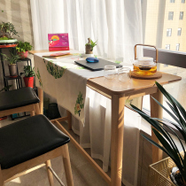 Bar Table Dining table One Home Family partition Kitchen Living Room Nordic Leaning by Window Balcony Solid Wood Strip Island Terrace