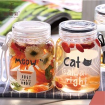 Summer portable chunky wide mouth water cup Female student making flower tea cute glass mini transparent water bottle with lid