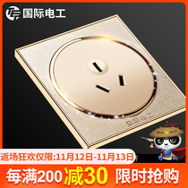 International Electrotechnical Round Switch Socket Flash 86 Champagne Gold 16a Three-hole Wall Air Conditioning 16 Installation