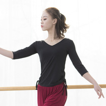 Modern dance costume female slim V-collar shape Modal classical dance black seven-point sleeve dance practice jacket