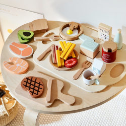 Children's ins Korean-style simulated fruit and vegetable cut steak burger breakfast play house afternoon tea kitchen wooden play