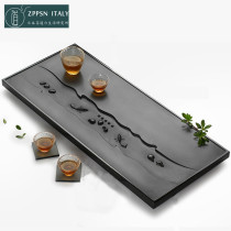 Italy ZPPSN black gold stone tea tray natural whole piece household modern simple tea set Japanese living room