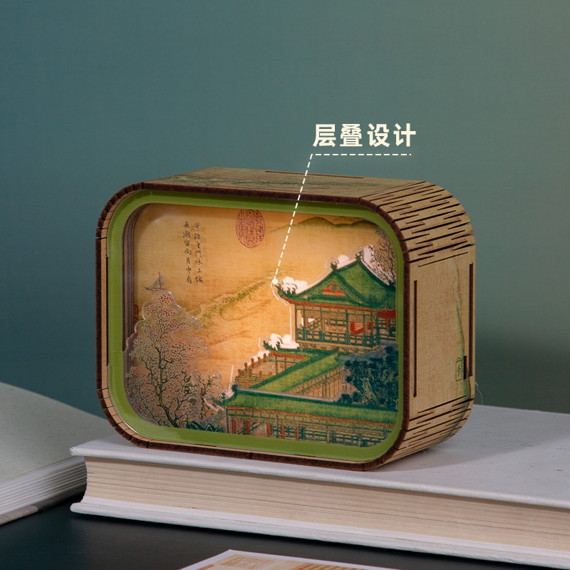 宋韵小夜灯木制杭州旅游文创纪念品卧室闺蜜生日礼物可充电伴睡灯