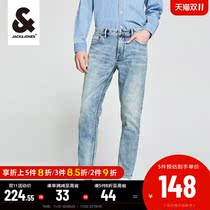 JackJones Jack Jones winter New Trend male elastic slim cat beard retro Japanese denim pants