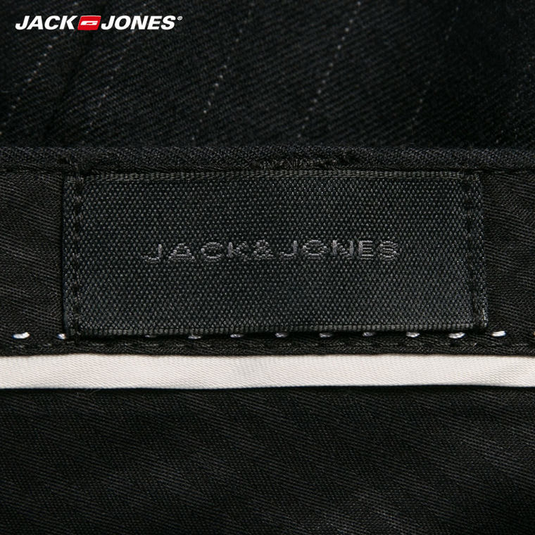 JackJones杰克琼斯纯羊毛男装修身小脚卷边休闲长裤秋E|215314011