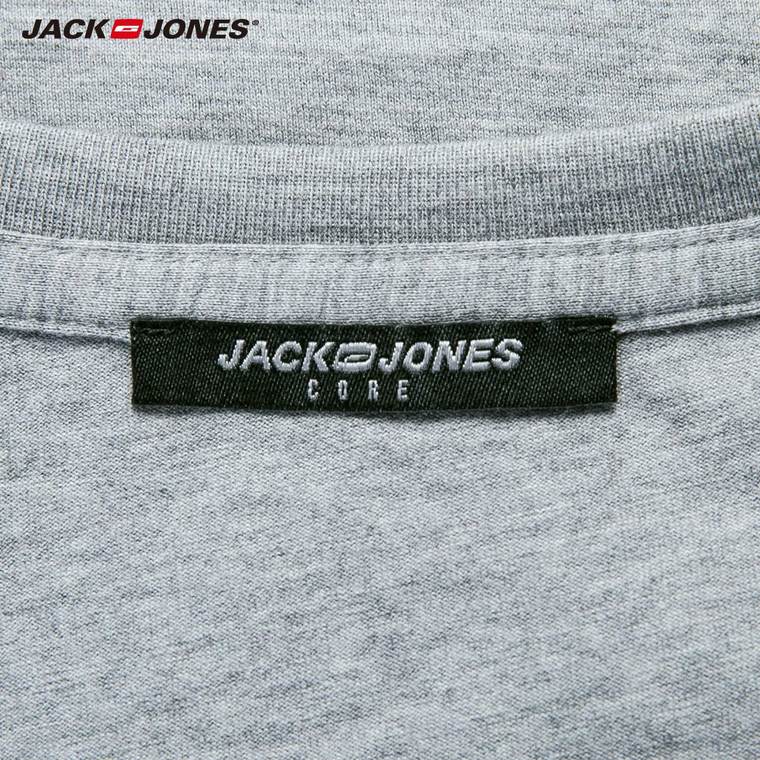 立减30JackJones纯棉男装植绒印花合体版型短袖T恤C|215301034