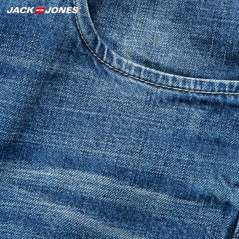 立减50JackJones纯棉男士合体直筒轻水洗牛仔裤O|215332018