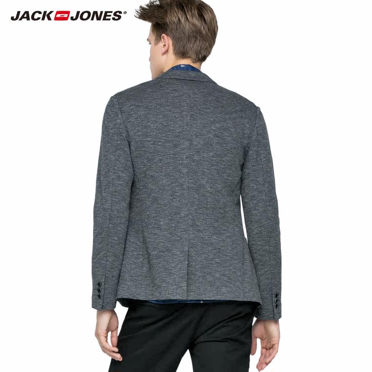 JackJones杰克琼斯纯棉超修身商务男装后中开衩西服E|215308002