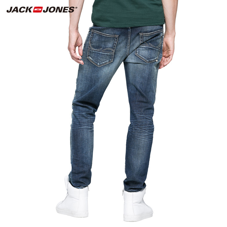 JackJones杰克琼斯含莱卡意大利精工系列破洞牛仔裤O|215332033