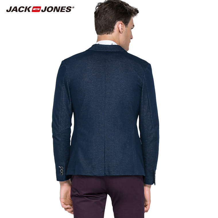 JackJones杰克琼斯男针织修身后中开衩西服外套E|215308014