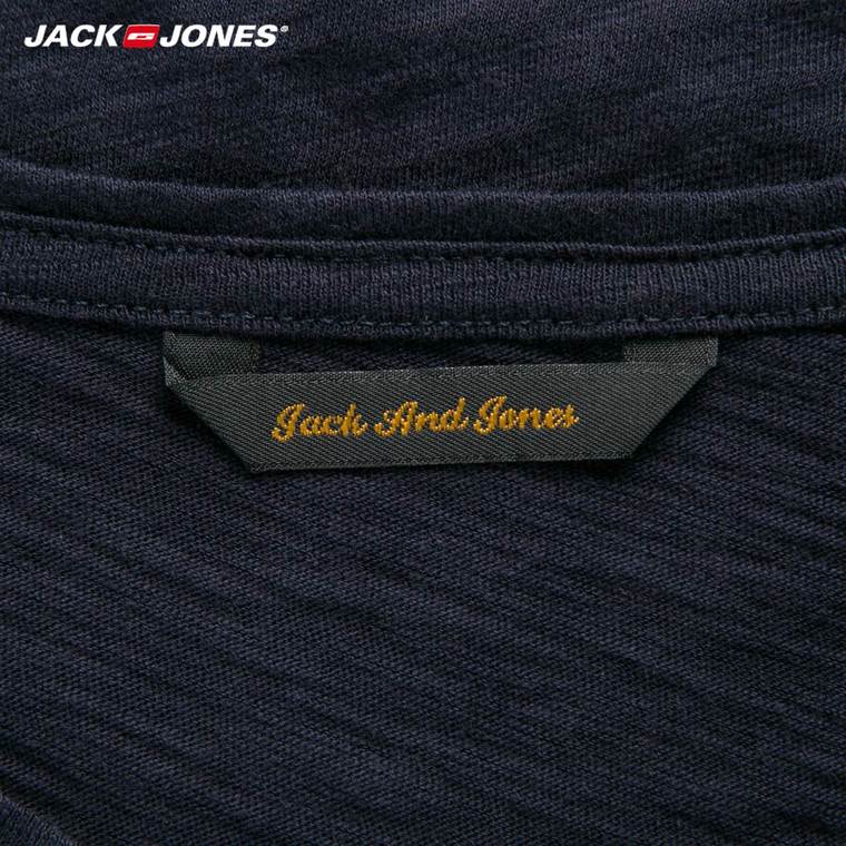 JackJones杰克琼斯纯棉纯色男士V领短袖T恤夏季薄款潮O|215301005