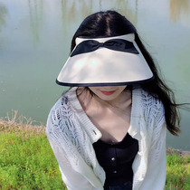 Export designer bow empty top sun hat with enlarged brim anti-ultraviolet sunscreen hat