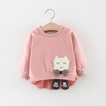 Girls sweater 2021 new childrens round neck cartoon base shirt 0 a 1-3 years old baby baby autumn coat tide