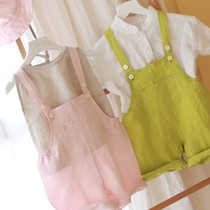 Moon Pedias Bend French Twist French Girls Treasure Adjustable Back Strap Shorts Pure Linen Cool And Breathable Seven-minute Pants