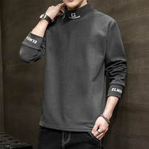 Semi-high-collar long-sleeved t-shirt man spring and autumn 2022 new trend ins built on a autumn top to repair a undershirt