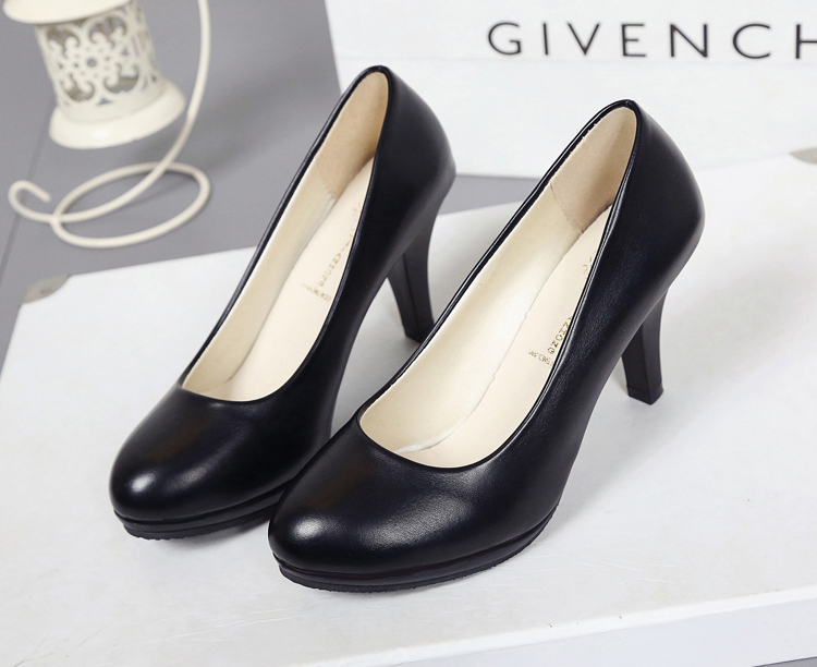 gucci1955黑色 新款黑色高跟鞋職業面試鞋高防水臺黑色女單皮鞋超高跟工作鞋 gucci黑色