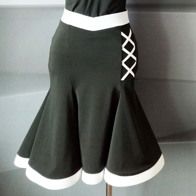 Latin Dance Skirt Training Clothes Colour Five-Stage Fixed Ice Silk Fishbone Half-length Skirt