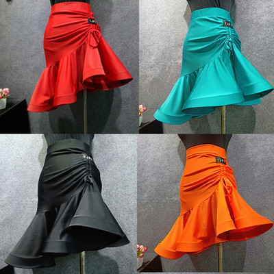 Adult Latin Dance Skirt Drawstring Fishbone Half-length Skirt Latin Bottom Dress New Dance Skirt
