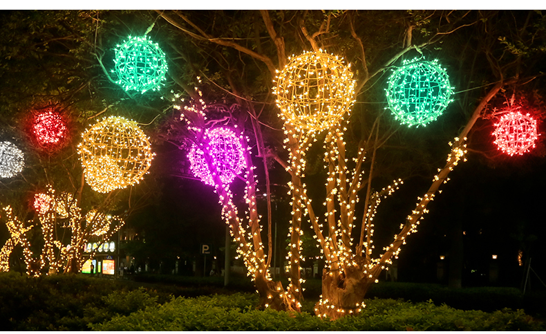led彩灯闪灯串灯满天星户外亮化防水装饰公园街道挂树圆球藤球灯