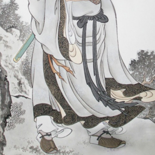 挂画 纯阳祖师吕祖画像挂画 水陆道场装饰 道教用品卷轴画 包邮