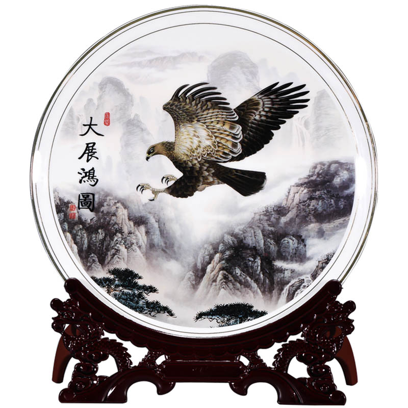 Jingdezhen ceramics all decorative plate Chinese sitting room porch ark adornment office furnishing articles