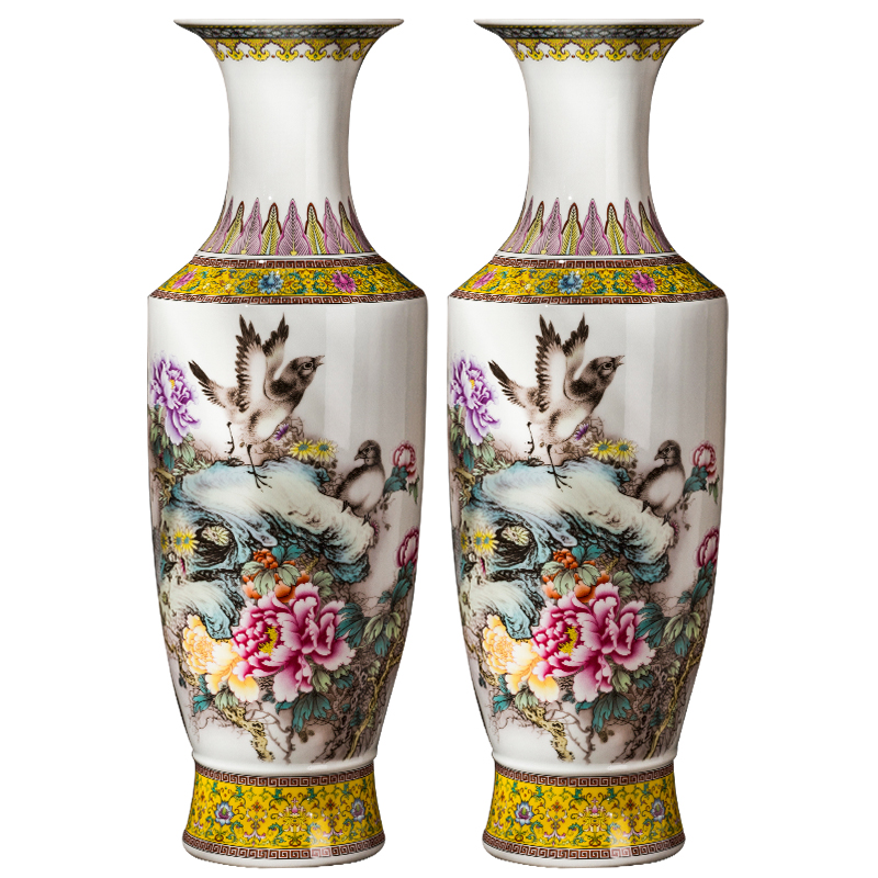 Jingdezhen ceramics powder enamel of large vases, antique Chinese style living room stores the opened ornaments furnishing articles