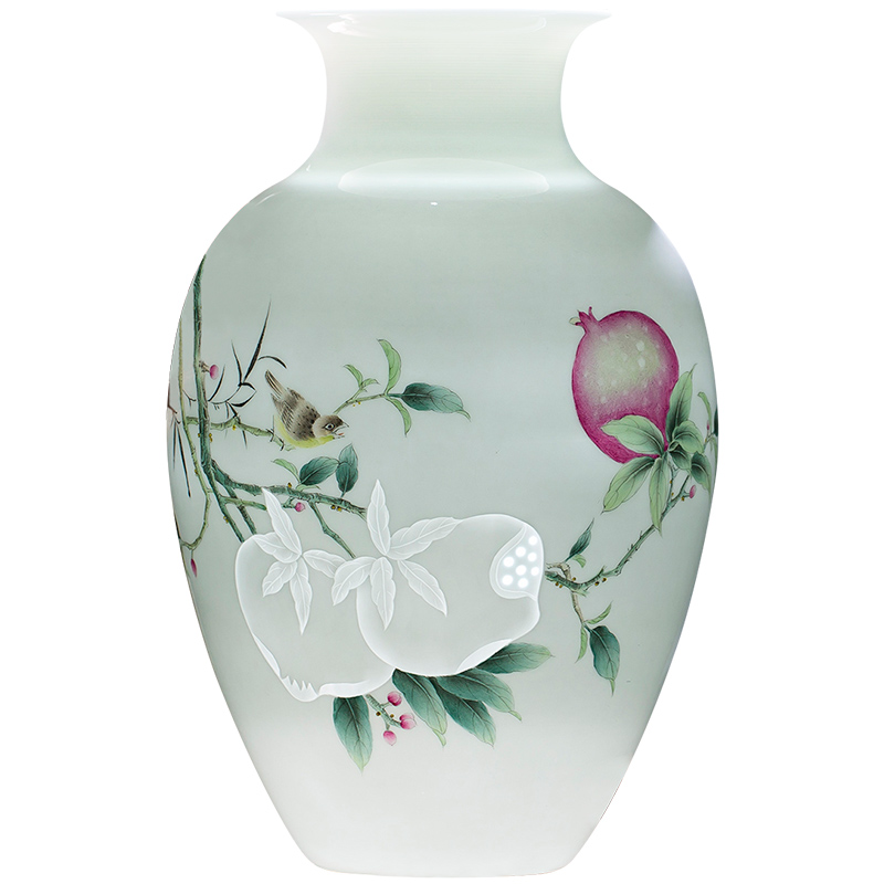 Jingdezhen ceramic vase famous hand - made Chinese pomegranate thin foetus and exquisite furnishing articles home sitting room adornment flower arrangement