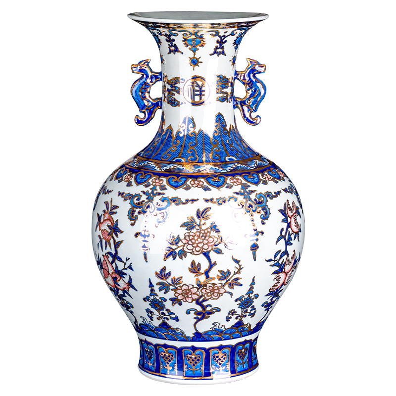 Hand the see colour of blue and white porcelain of jingdezhen ceramic vases, Chinese style living room TV cabinet China household decorations