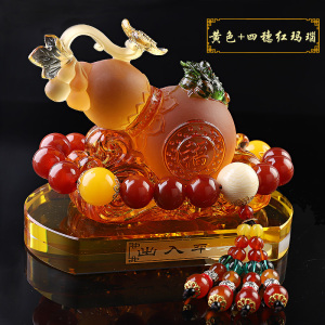 琉璃葫芦【黄色+四穗红玛瑙】