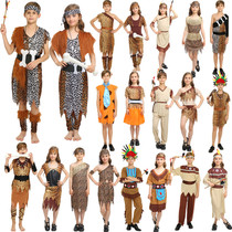 Halloween Masquerade show Performance costumes Children Indian costumes Indigenous costumes Savage costumes