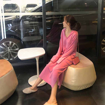 2021 new autumn and winter French sweet small fragrant wind hidden meat knitted dress female senior feel long sleeve skirt