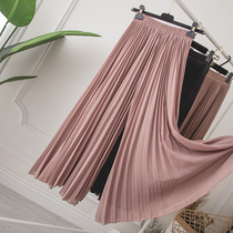 Fat sister new spring summer dress large size womens 200kg fat fairy loose chiffon wide leg pants ankle-length pants skirt pants