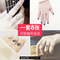 Finger tattoo stickers waterproof English letters lasting Men and women small pattern personality realistic student black and white simple stickers