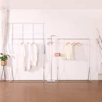 Clothing store display rack floor-standing clothes rack stainless steel brushed silver display hanger womens shelf