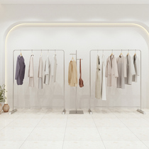 Clothing store display rack floor-standing special hanger solid stainless steel silver clothes rack womens clothing store shelves