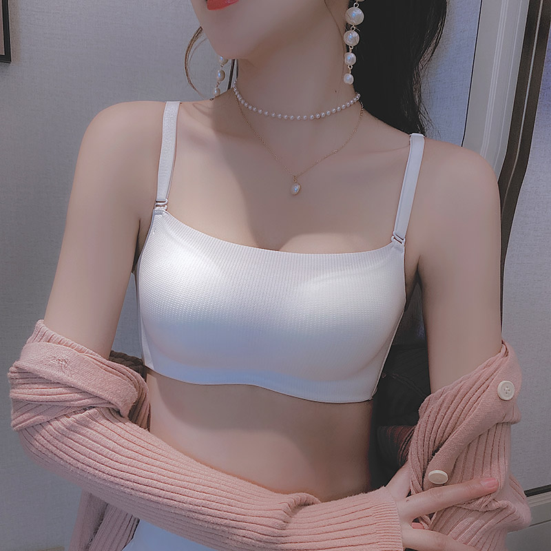 Anti-walking light underwear women small breasts gather without marks and thin section Breasted Wrap Chest White Bra Hood Summer New Exploits