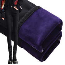 Plus velvet jeans womens trousers 2021 Winter new Korean version of thin size high waist thick black small foot boots pants