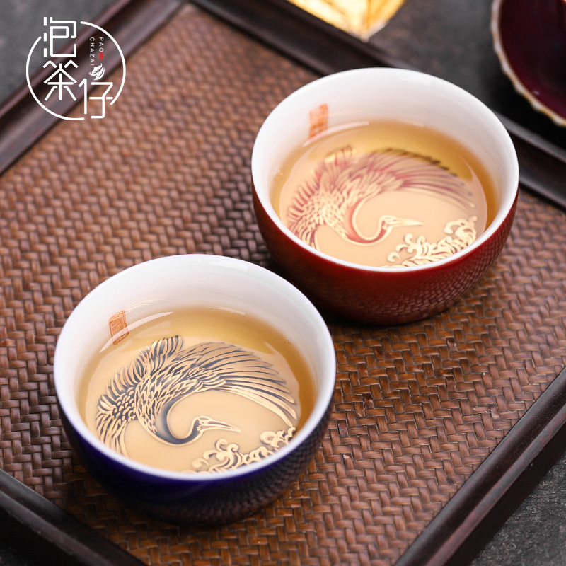 Hand made silver cup masters cup move pure manual single ceramic cup getting kunfu tea cup single sample tea cup men