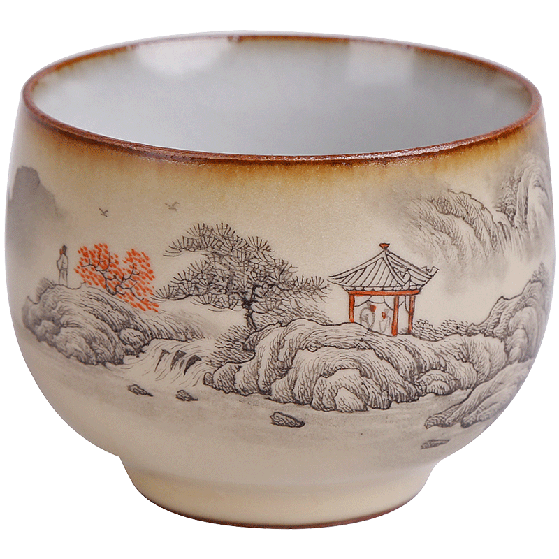 Jingdezhen your up yellow glaze pure manual hand - made lohan cup large bowl kung fu master single cup a cup of tea cups