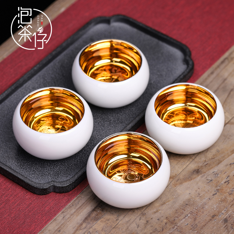 Ocean 's gold cup masters cup single white porcelain cup pure manual high - grade men' s single CPU getting kunfu tea sample tea cup