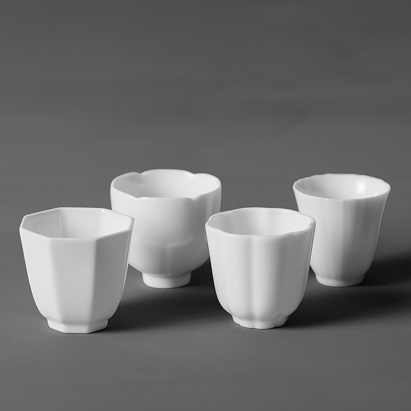 Dehua white porcelain cups kung fu sample tea cup pure white high thin foetus Japanese master suet jade porcelain cup