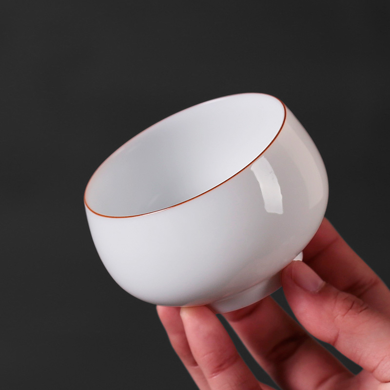 Single small dehua white porcelain tea tea cup of pure white jade porcelain kung fu master cup Single cup sweet white glazed ceramic tea set